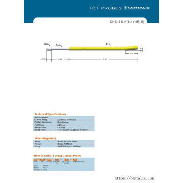 Harness Probe Test Pin CHZ136 Series Made of Brass and Beryllium Copper